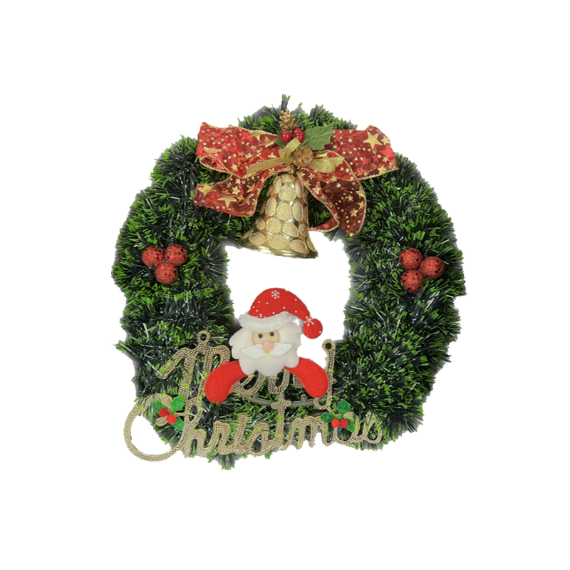 Artificial Christmas Wreath 30cm with Bell and Santa Claus
